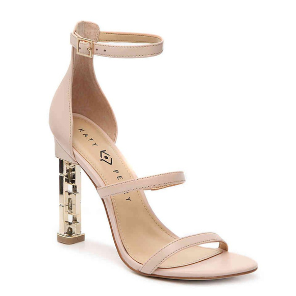 KATY PERRY Leather Embellished Heel Sandals - Picture 1 of 8